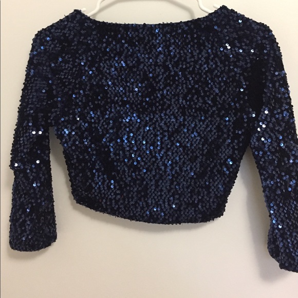 COPY - Forever 21 Blue sequin crop top - Picture 3 of 4